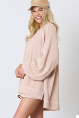 Jet Stream Corded Lantern Sleeve Top High Waist Ruffled Mini Skirt Set