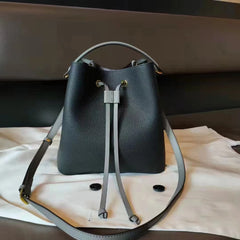 Genuine Leather Bag women new trendy retro simple large-capacity bucket bag fashion shoulder messenger bag Blue