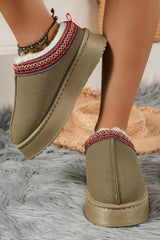 Sage Green Contrast Print Suede Plush Lined Snow Boots