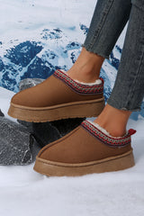 Chestnut Contrast Print Suede Plush Lined Snow Boots