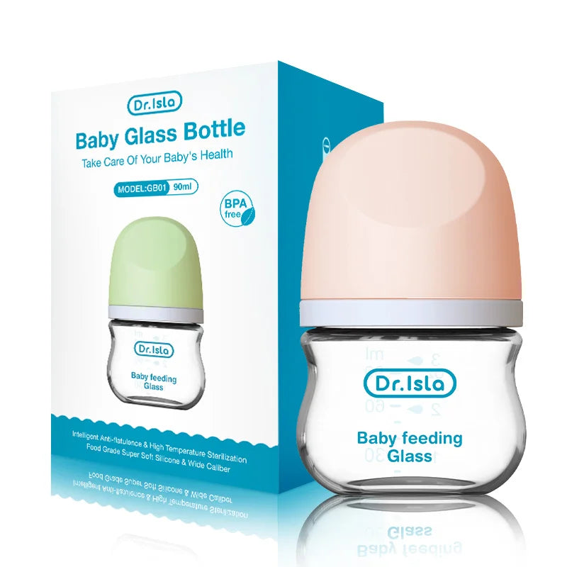 Dr.isla Anti-Choke Baby Bottle Newborn Glass Bottles 90/160ML Anti-flatulence Milk Feeding Bottles Infant BPA Free 0-3 Month
