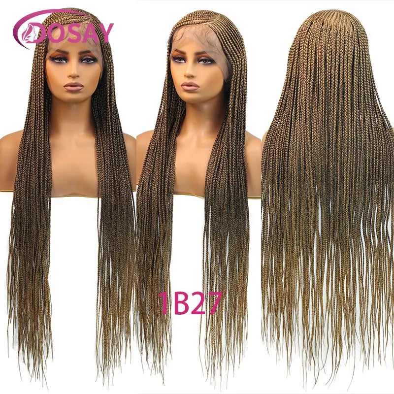 Synthetic Full Lace Front Wig Cornrow Double Braided Wigs For Black Women Box Side Part Braided Lace Wig Faux Locs Braids Wigs