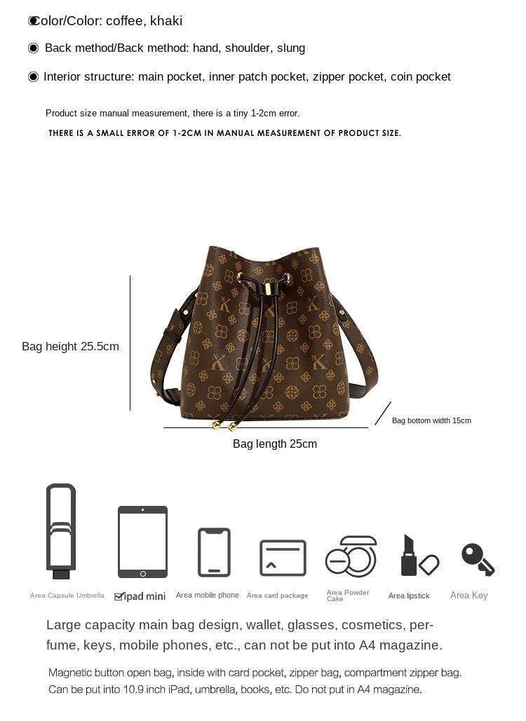 Brand women's bucket bag, women's 2025 new designer, high-end and fashionable popular single shoulder crossbody bag
