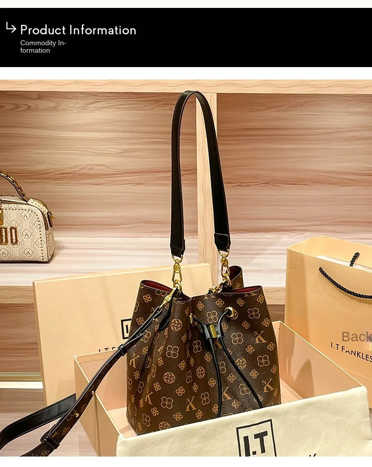 Brand women's bucket bag, women's 2025 new designer, high-end and fashionable popular single shoulder crossbody bag