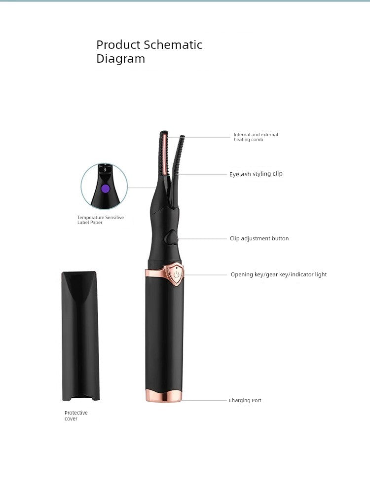 [One Ironing Will Be Warped] Electric Eyelash Curler Electric Heating Electric Heating Eyelash Perm Handy Gadget Charging Lasting Hair-Styling Curler