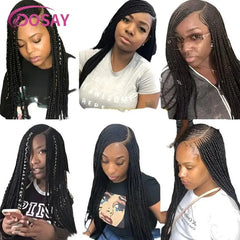 Synthetic Full Lace Front Wig Cornrow Double Braided Wigs For Black Women Box Side Part Braided Lace Wig Faux Locs Braids Wigs