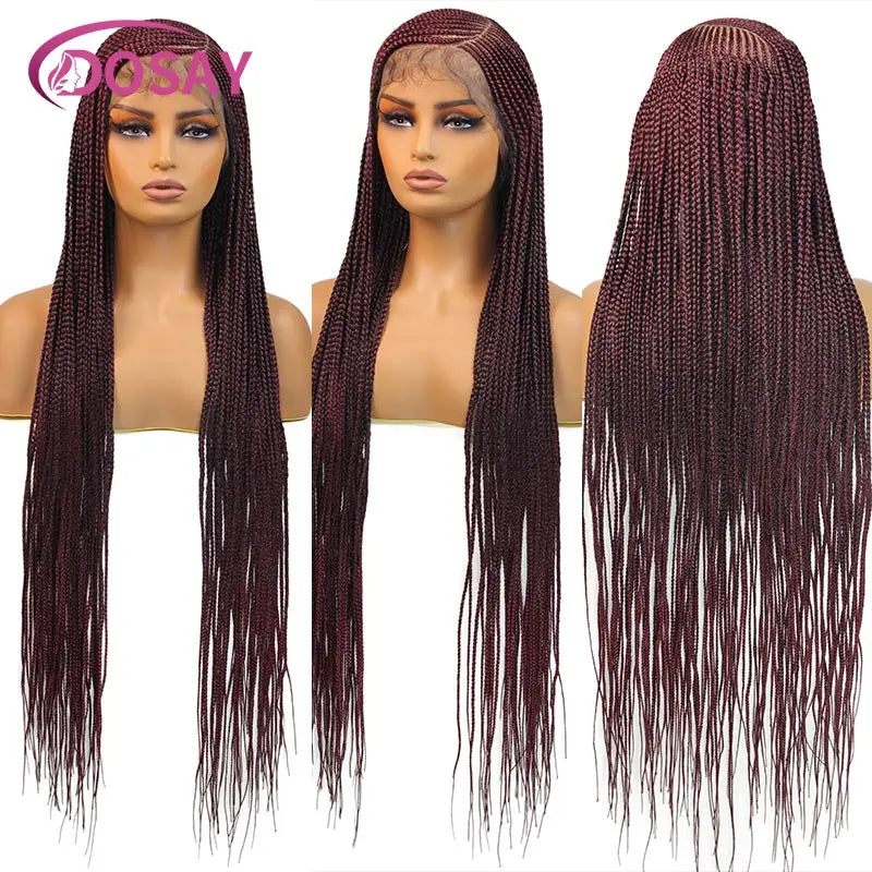 Synthetic Full Lace Front Wig Cornrow Double Braided Wigs For Black Women Box Side Part Braided Lace Wig Faux Locs Braids Wigs