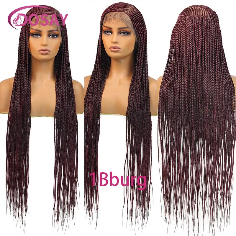 Synthetic Full Lace Front Wig Cornrow Double Braided Wigs For Black Women Box Side Part Braided Lace Wig Faux Locs Braids Wigs