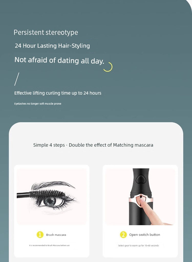 [One Ironing Will Be Warped] Electric Eyelash Curler Electric Heating Electric Heating Eyelash Perm Handy Gadget Charging Lasting Hair-Styling Curler