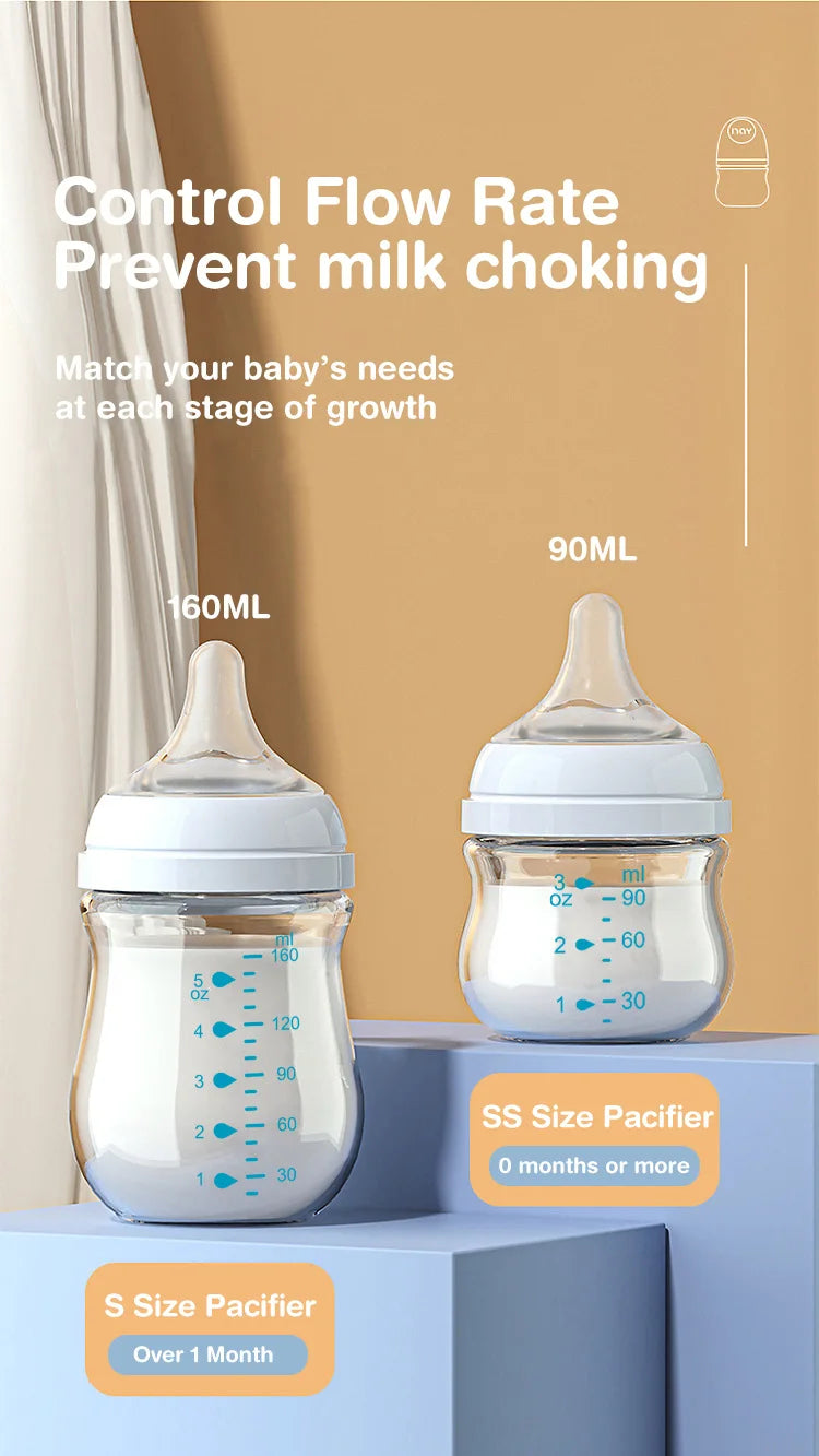 Dr.isla Anti-Choke Baby Bottle Newborn Glass Bottles 90/160ML Anti-flatulence Milk Feeding Bottles Infant BPA Free 0-3 Month