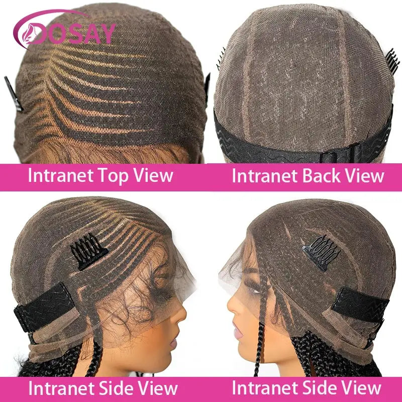 Synthetic Full Lace Front Wig Cornrow Double Braided Wigs For Black Women Box Side Part Braided Lace Wig Faux Locs Braids Wigs