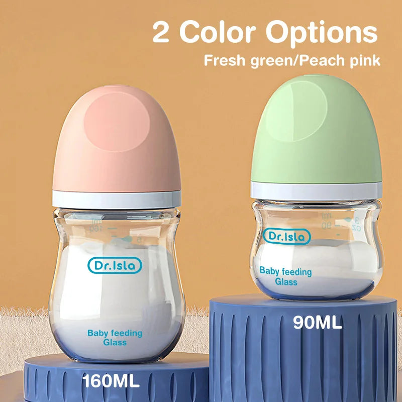 Dr.isla Anti-Choke Baby Bottle Newborn Glass Bottles 90/160ML Anti-flatulence Milk Feeding Bottles Infant BPA Free 0-3 Month