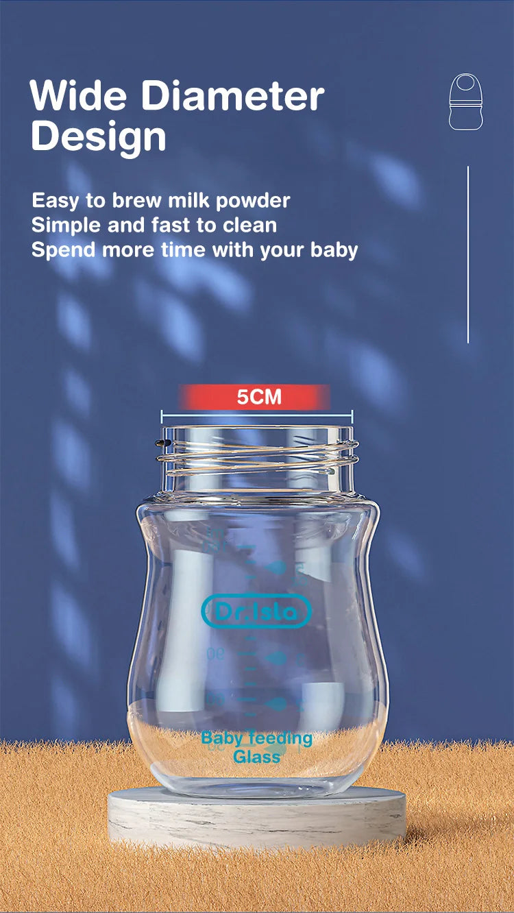 Dr.isla Anti-Choke Baby Bottle Newborn Glass Bottles 90/160ML Anti-flatulence Milk Feeding Bottles Infant BPA Free 0-3 Month