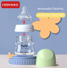 Glass Small Feeding Bottle Special Newborn Baby Wide Caliber Anti-Flatulence Fall Choke Proof Newborn 0-3 Months 80ml