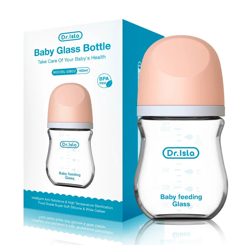 Dr.isla Anti-Choke Baby Bottle Newborn Glass Bottles 90/160ML Anti-flatulence Milk Feeding Bottles Infant BPA Free 0-3 Month
