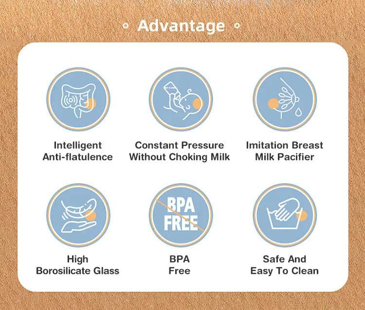 Dr.isla Anti-Choke Baby Bottle Newborn Glass Bottles 90/160ML Anti-flatulence Milk Feeding Bottles Infant BPA Free 0-3 Month